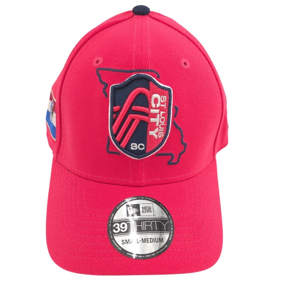 New Era St. Louis City SC Hat Men Small/Medium Pink 39THIRTY Stretch Cap MLS NEW